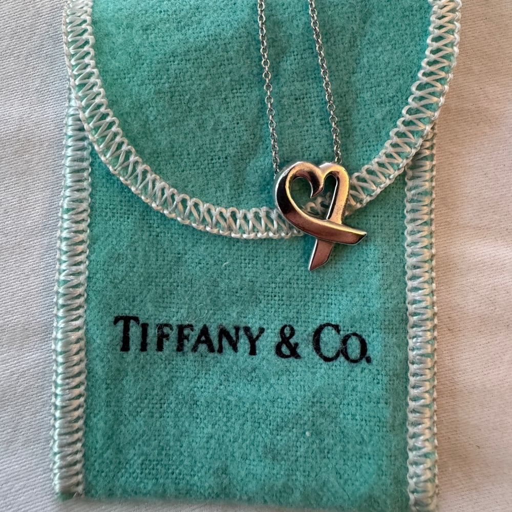 Tiffany & Co. Silver Ribbon Heart Pendant